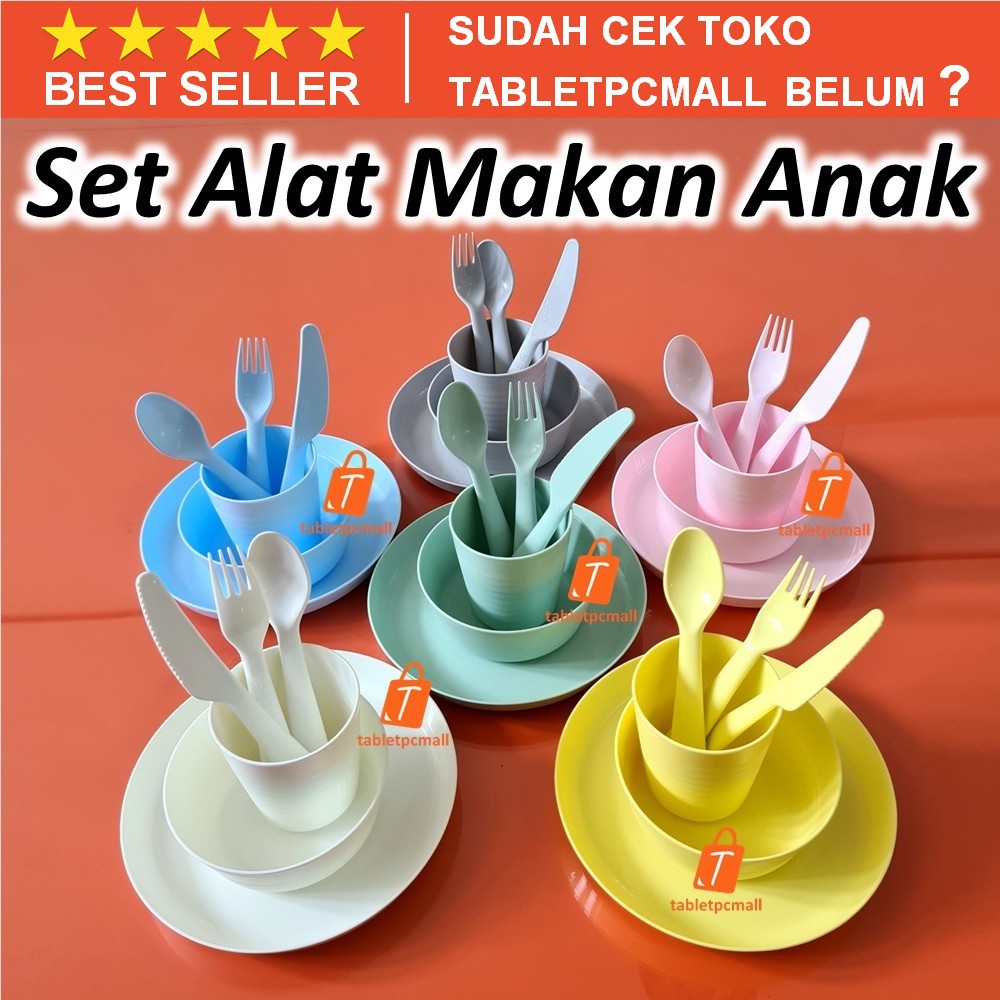 Harga Set Alat Makan Anak 6pcs Sendok Garpu Pisau Cangkir Mangkuk Piring
