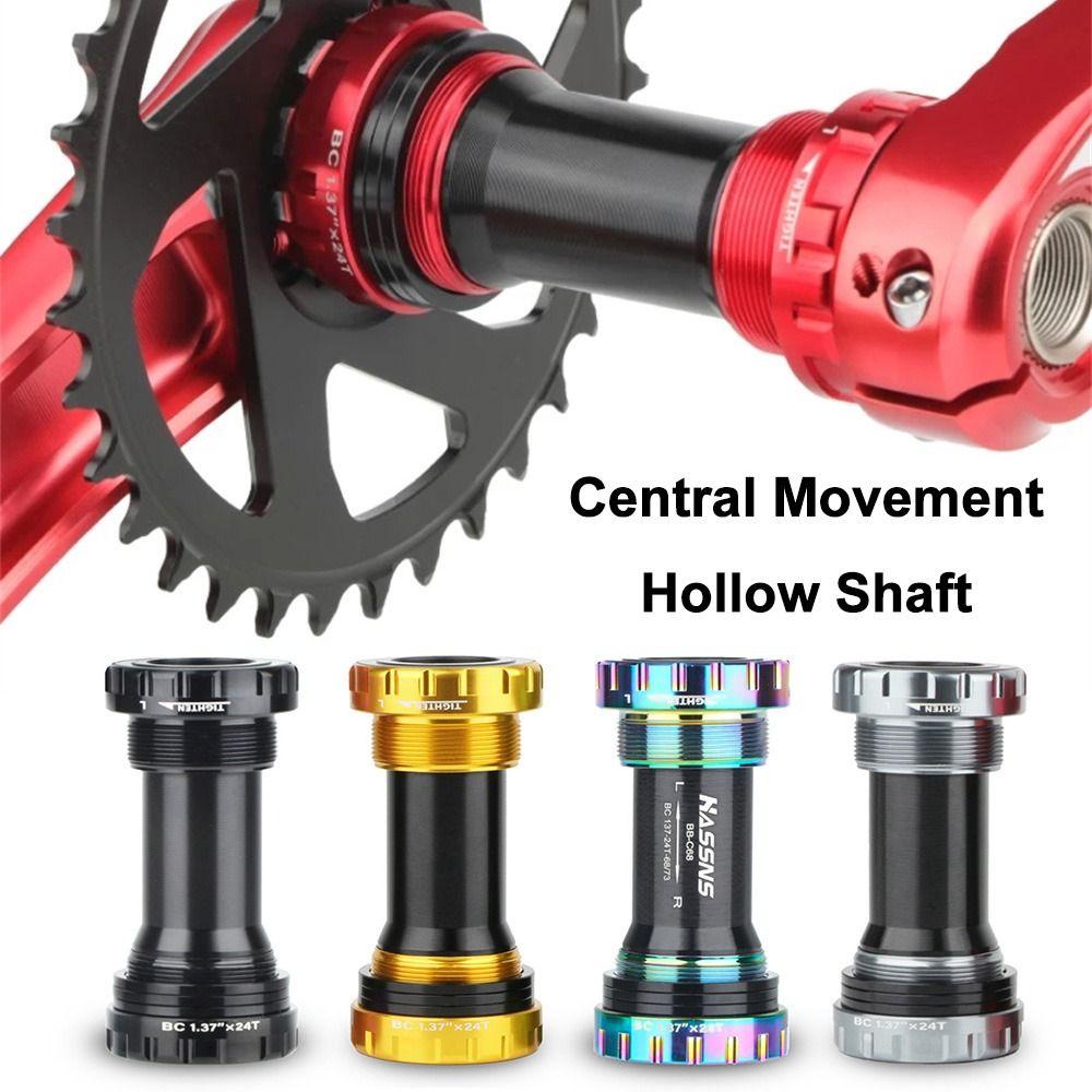 R-FLOWER Bracket Bawah Sepeda Olahraga Outdoor Sepeda Jalan Benang Motif Tengah Hollow Shaft