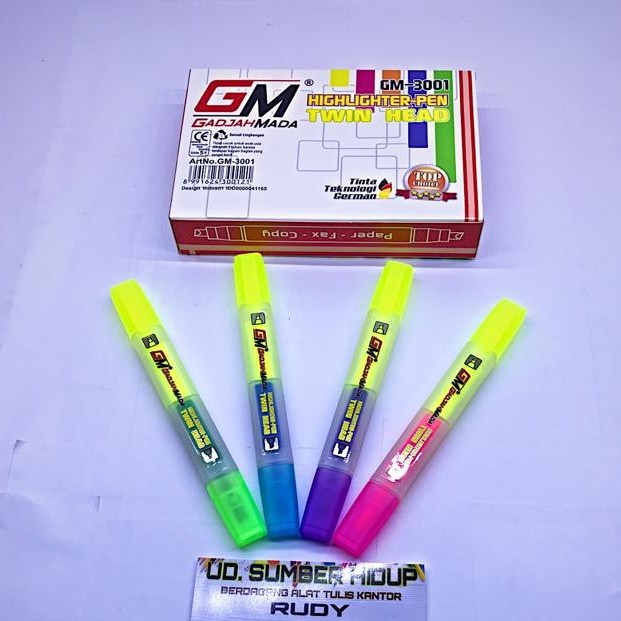 

Stabilo GM HIGHLIGHTER-PEN Twin Head (GM-3001), Harga Persatuan 1 pcs