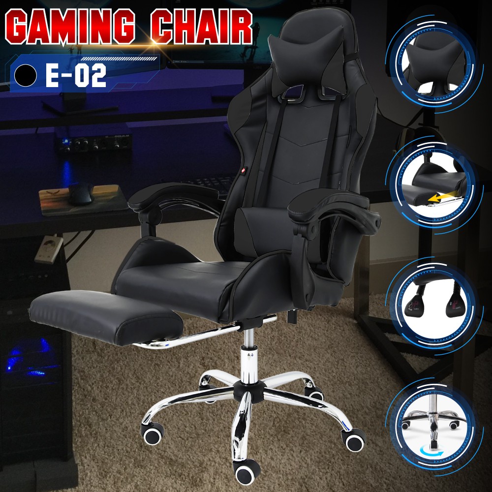 Kursi Gaming Gaming Chair Premium Quality Gaming Chair Kursi Gaming Murah E 02 Plus Black Shopee Indonesia