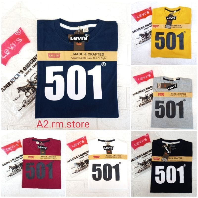 KAOS 501 PRIA MODEL TERBARU/MOTIF TERBARU PREMIUM LENGAN PENDEK