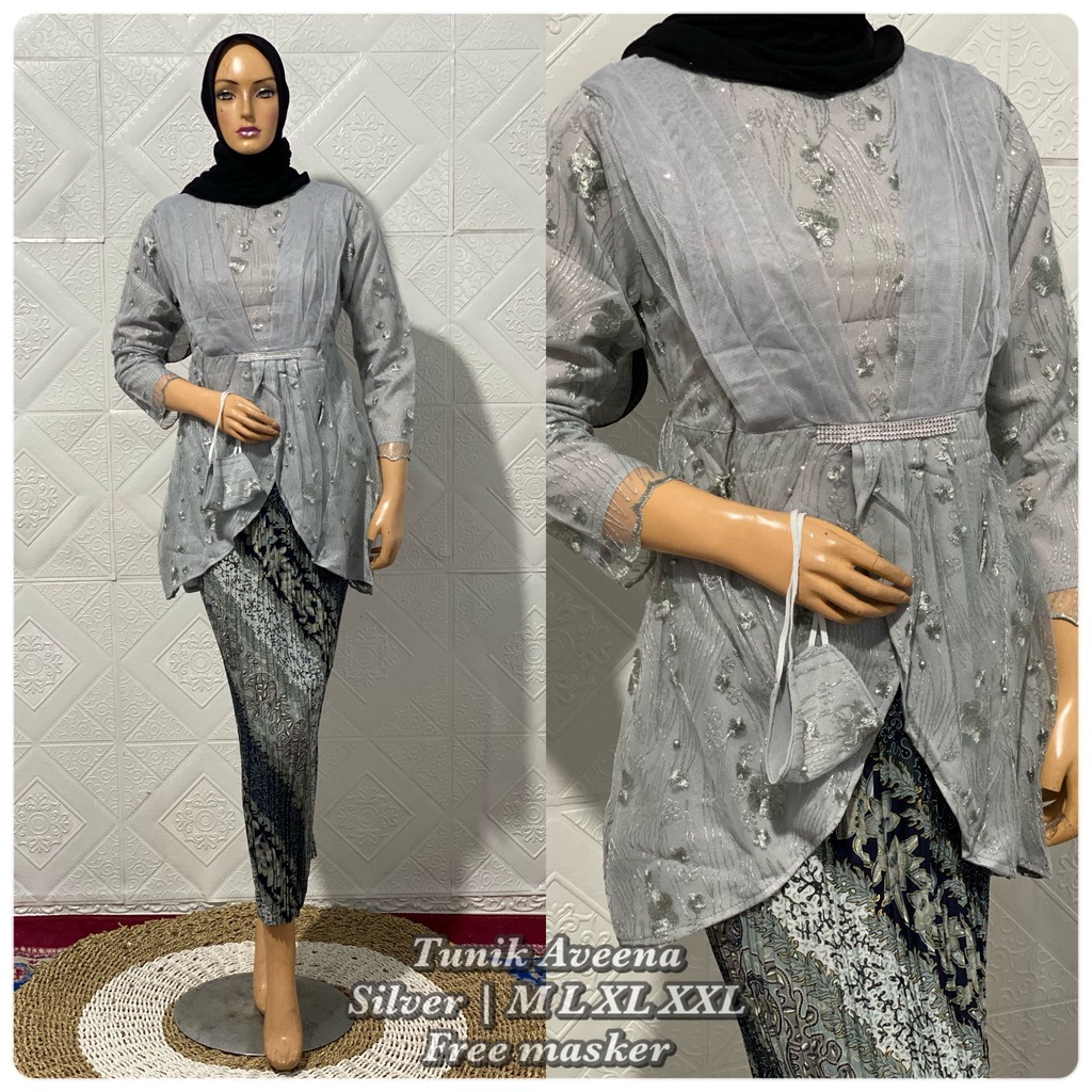 Permata Olshop / Tunik Brukat Aveena / Tunik Kebaya Modern / Kebaya Wisuda / Kebaya Lamaran Modern / Kebaya Kondangan / Kebaya Remaja