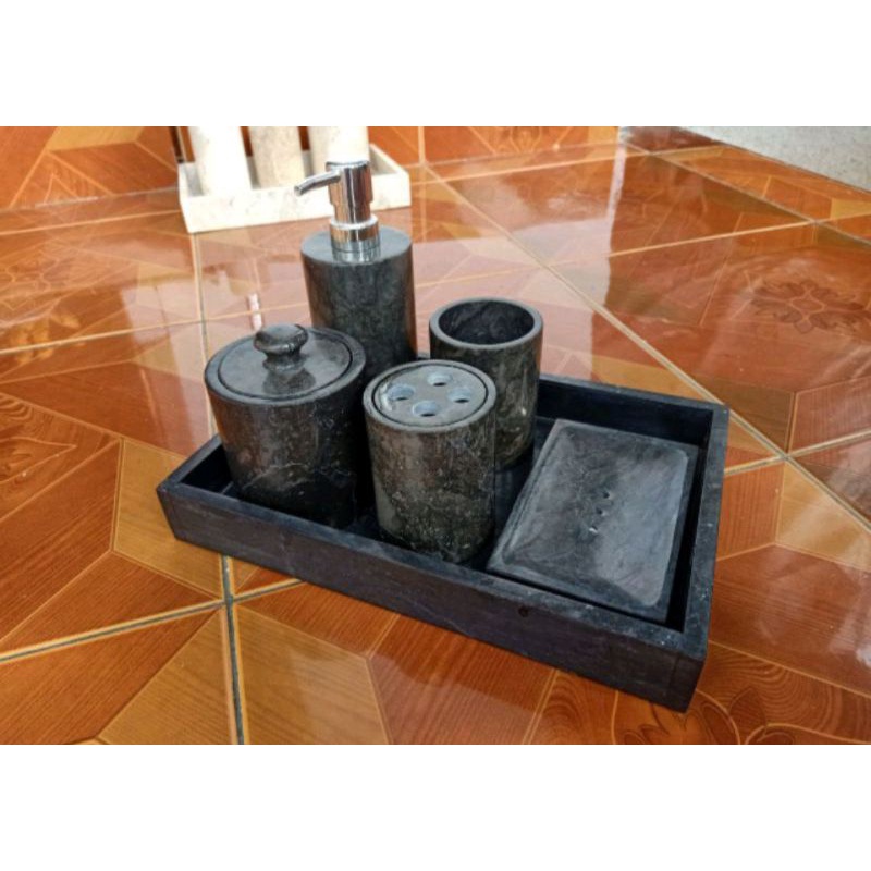 Tempat Peralatan Kamar Marmer Wadah Sabun Sampo Marmer Furniture Kamar Mandi Set Kotak Peralatan Kam