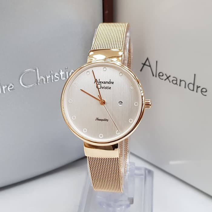 Jam Tangan Wanita Alexandre Christie AC 2509 Rosegold Original