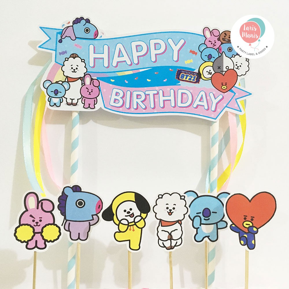 Cake Topper Hiasan Kue Ulang Tahun bertema BTS BT 21