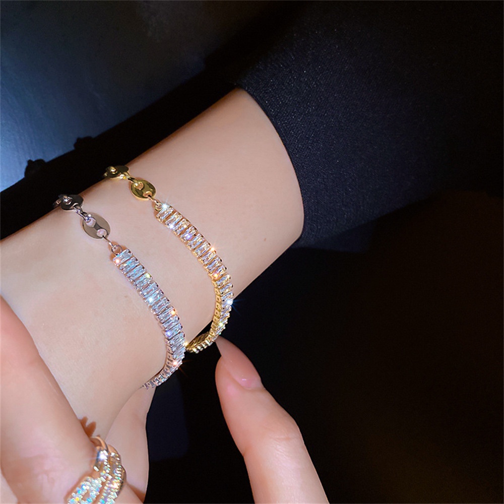 Gelang Rantai Manik-Manik Kubus Kristal AAA Dapat Disesuaikan Untuk Wanita