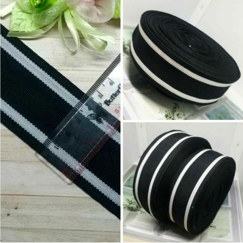 

PER METER,PITA SALUR LIST HITAM,PUTIH LEBAR 4.5CM.