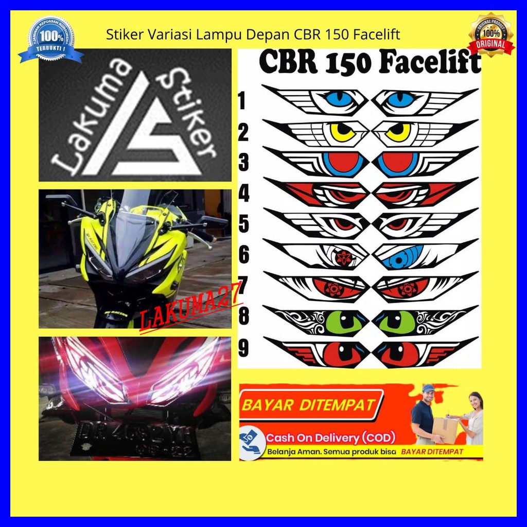 STIKER VARIASI LAMPU DEPAN CBR 150 FACELIFT NEW | STIKER MATA LAMPU CBR | STIKER LAMPU DEPAN CBR COD