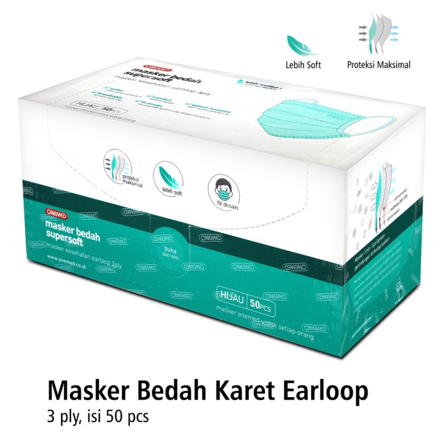 Masker Medis Onemed Supersoft 3ply Isin 50 pcs