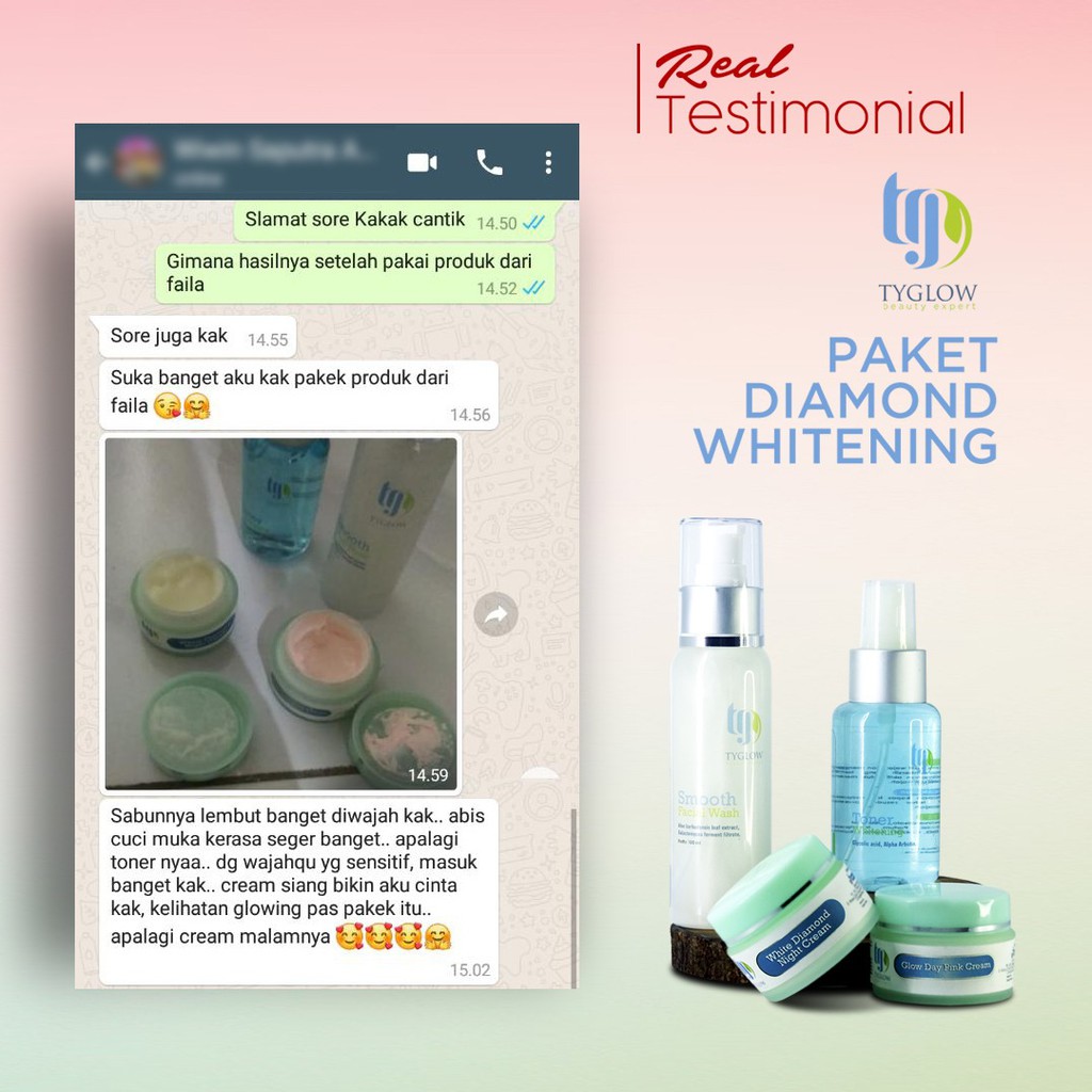 Paket Diamond Whitening Tyglow - paket pemutih wajah glowing skincare BPOM