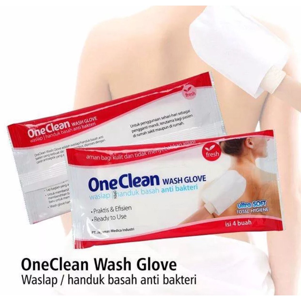 One Clean Wash Glove Waslap Handuk Basah Anti Bakteri Onemed Isi 4pcs