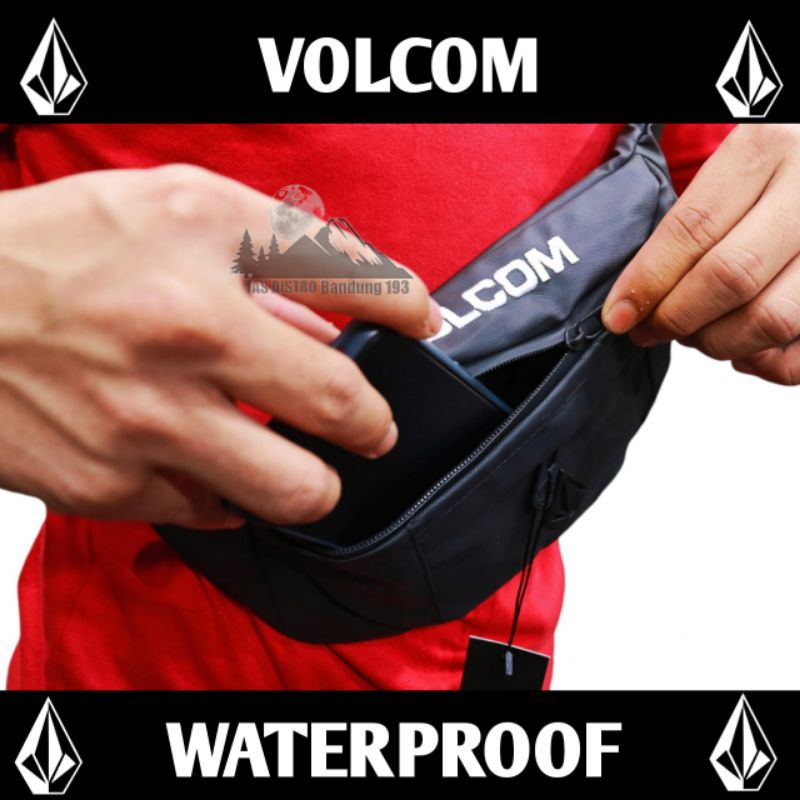 Tas Volcom waterproof premium / Tas surfing anti air / waistbag distro