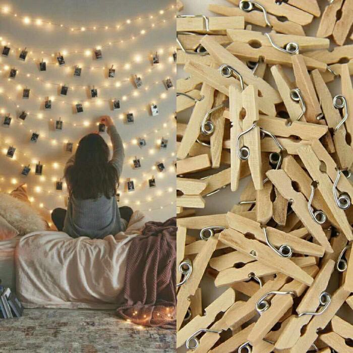 Wooden clip Paper Clip Kayu Coklat KLIP JEPIT FOTO LAMPU TUMBLR HIAS LED GANTUNG PENJEPIT KAYU WARNA