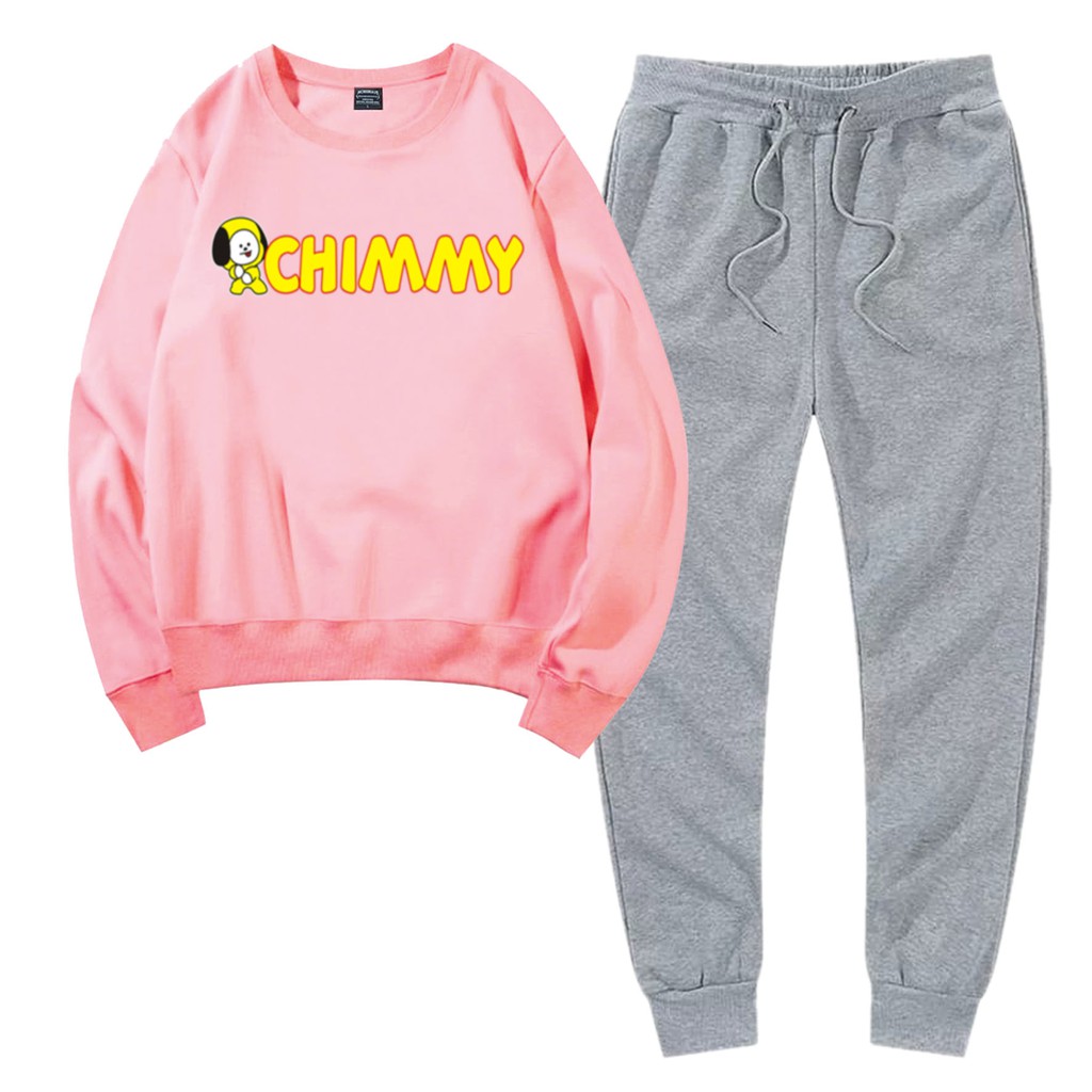 BESS - Baju Setelan Wanita Murah / Setelan Sweater + Jogger Abu - CIMY FONT