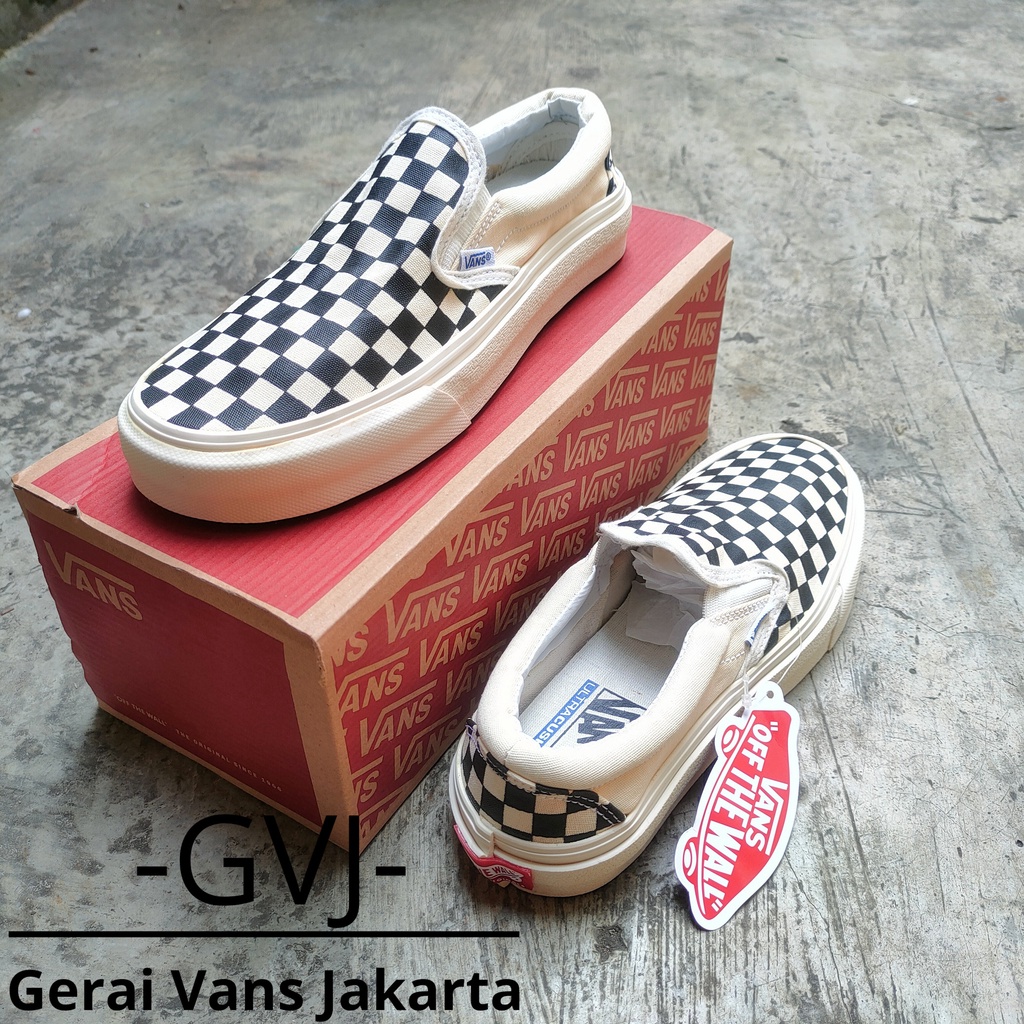 (BISA GRAB) VANS SLIP ON OG CHECKERBOARD BLACK WHITE WAFFLE DT PREMIUM BNIB | VANS SLIP ON ORIGINAL-2