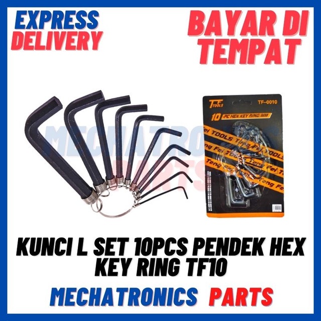 [DEV-9482] KUNCI L SET 10PCS PENDEK HEX KEY RING TF10