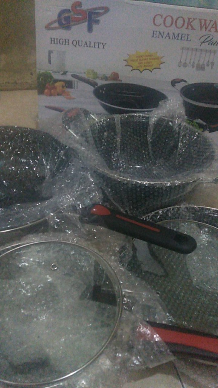 Panci Set Gsf 1831 / Cookware Set Enamel Gsf 1831 Tutup Kaca