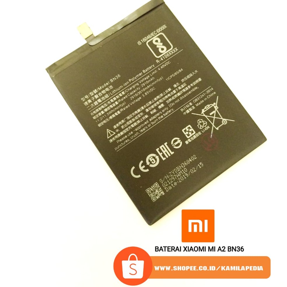 Jual Baterai Xiaomi MI A2 BN36 / Baterai Xiaomi MI A2  BN36 / Baterai Original Xiaomi MI A2 BN36