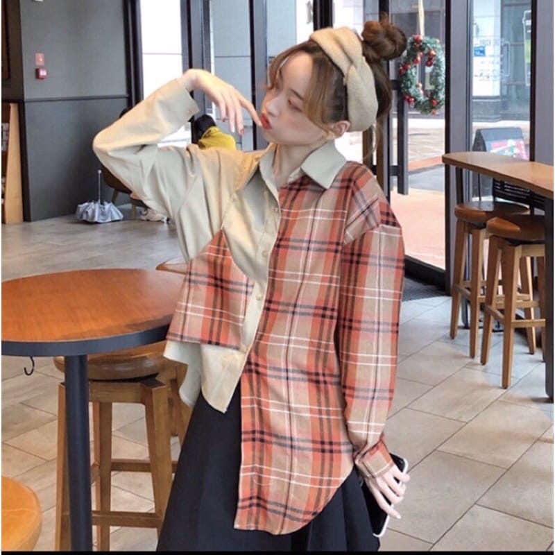 BEFAST - ZEC OOTD Wanita Kemeja VILIA / Seochi Blouse / Kemeja Wanita Trend Korean / Kemeja Keluaran Terbaru / Kemeja Wanita Kombinasi / Kemeja Viral OOTD Wanita Kekinian