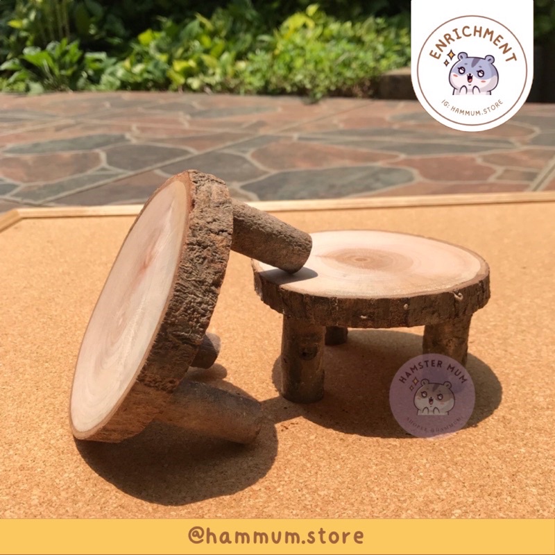 Meja Hamster Kaki Tiga | Platform kayu hamster | Meja Bulat | Small Kecil | Tatakan