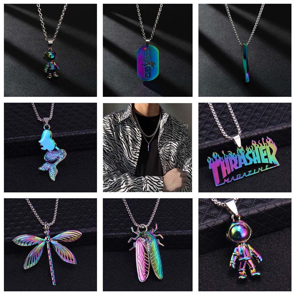 Preva Dipadamkan Kalung Perhiasan Aksesoris Multi-Lapis Memakai Hip Hop Rantai Capung Perhiasan Menarik Hadiah Hari Valentine Punk Kalung Cicada Liontin Kalung