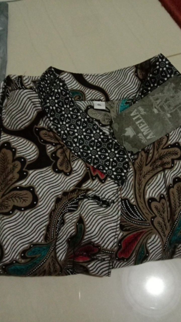 Batik Wanita Jumbo Blus Davina Lawasan Daun #2 Katun Modern Cewek Premium Motif High Quality