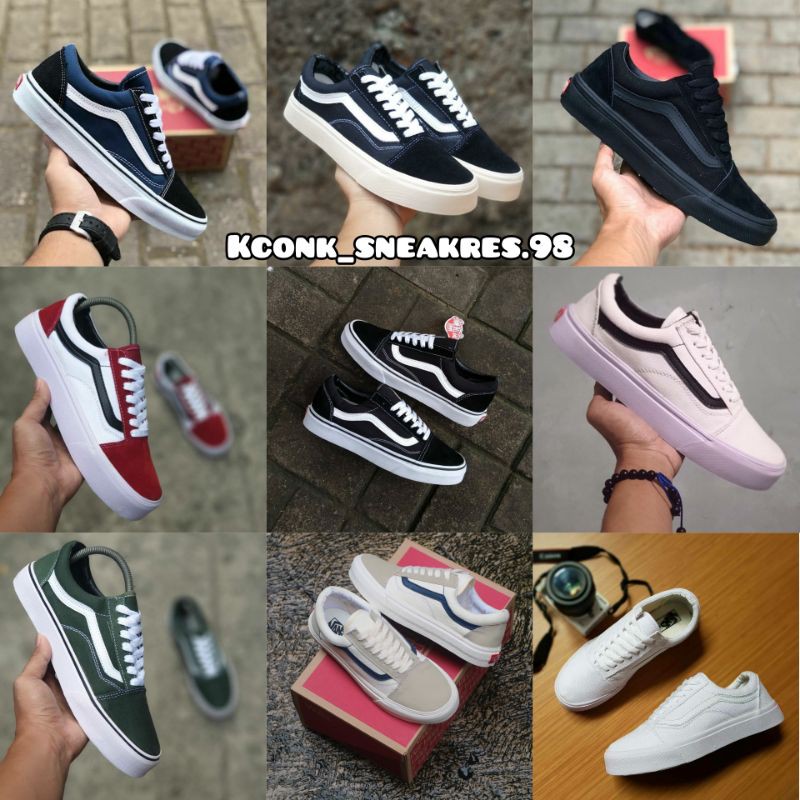 Sepatu Vans Old Skool Black White Classic 36-43 Import China BNIB Pria Wanita