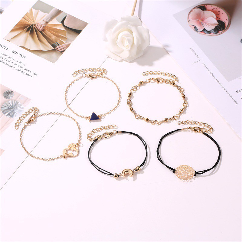 5 PCS/Gelang set aksesoris Gelang pirus hitam segitiga lima potong