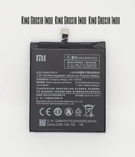 Baterai Xiaomi BN34 Original 100% Xiaomi Redmi 5A Battery Batere Batre BN 34 Xiaomi Redmi 5A