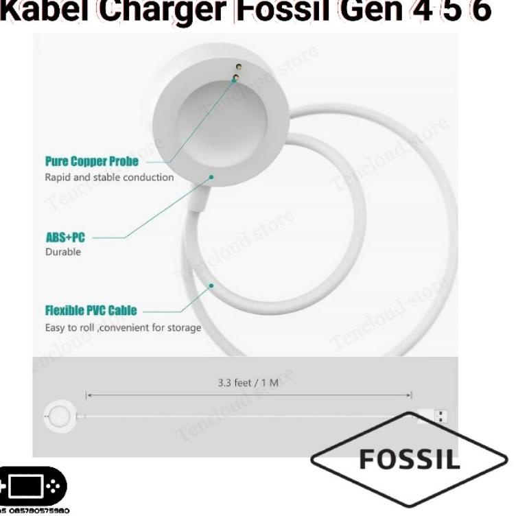 [KODE 8RDRA] Charger Fossil Gen 4 5 6 Charging Q 5E Smartwatch Sport Kabel USB Cable Smart Watch