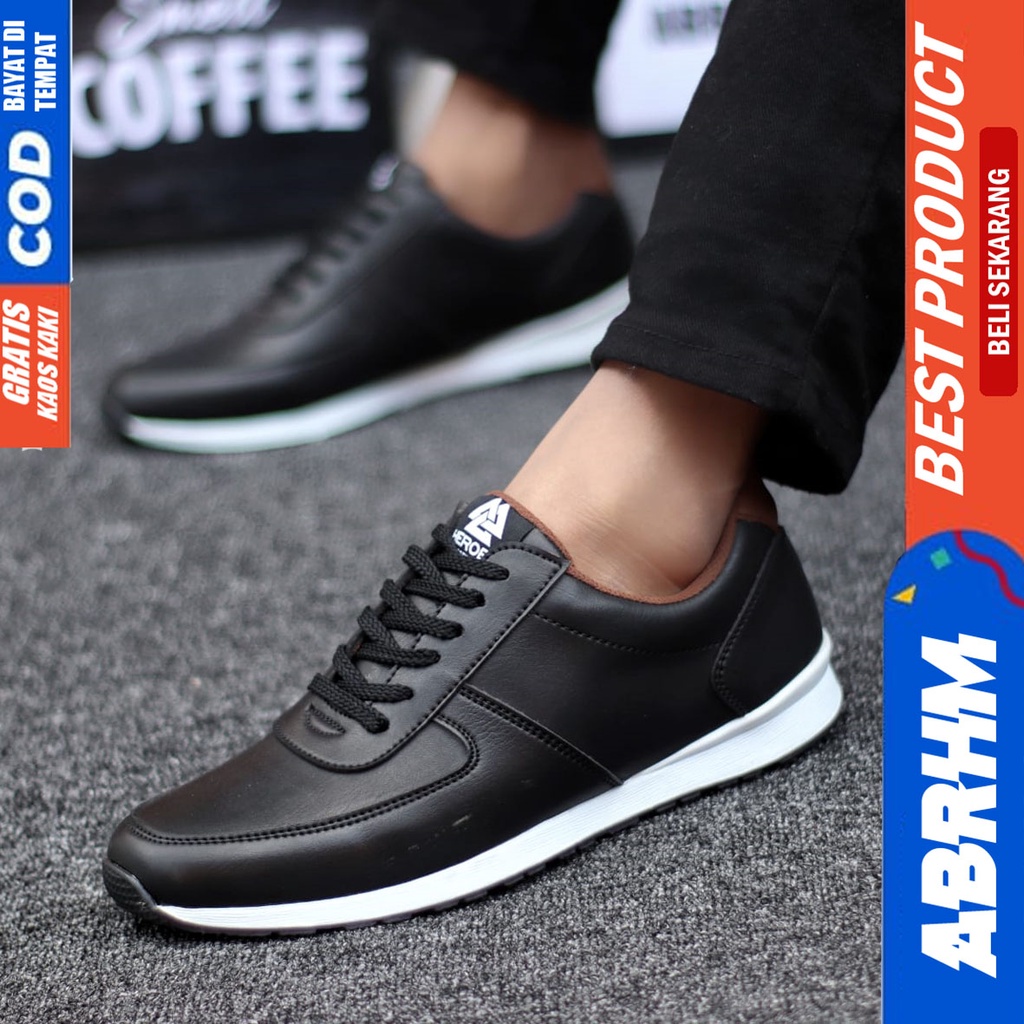 Abrhm Prey - Sepatu Sneakers Casual Pria Kerja Hitam