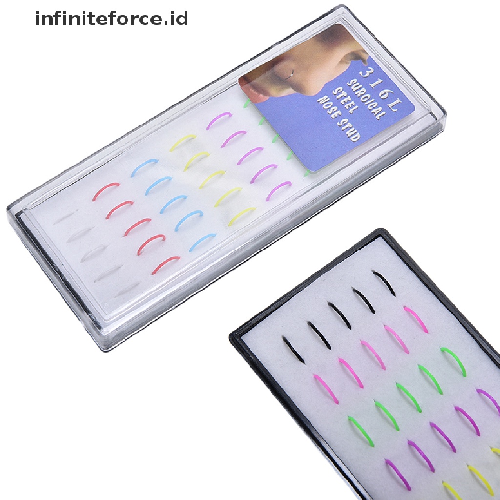 40 Pcs / 1 Kotak Cincin Tindik Tubuh Hidung Bahan Akrilik Untuk Pria