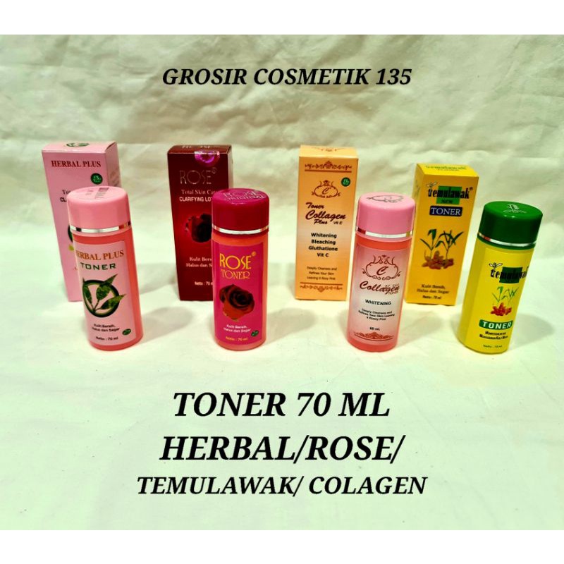 TONER  TEMULAWAK / HERBAL / ROSE / COLAGEN  70 ml