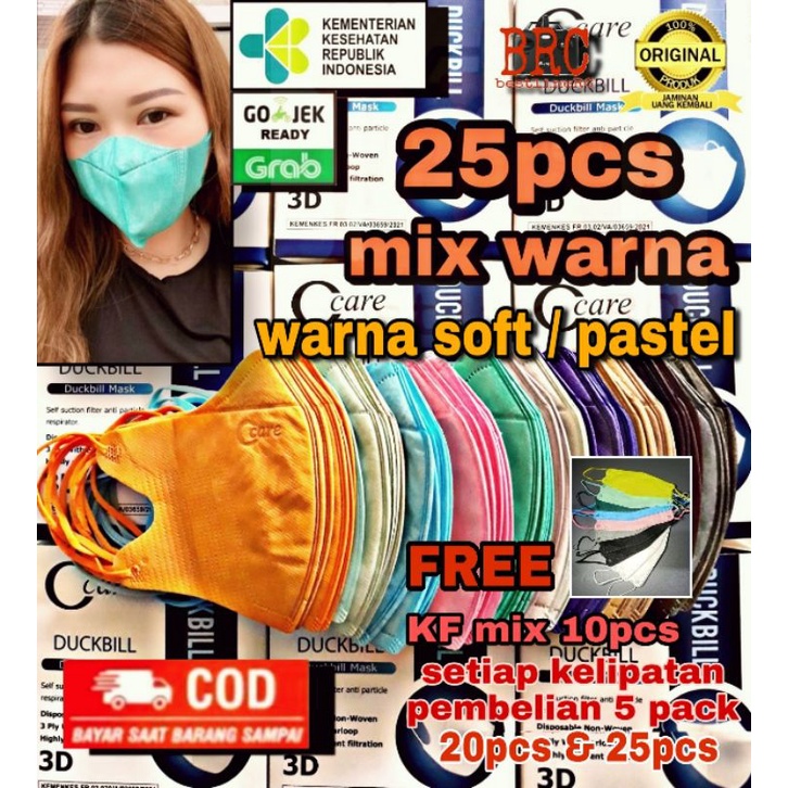 Masker C CARE DUCKBILL 3D GARIS EMBOS KEMENKES mix warna