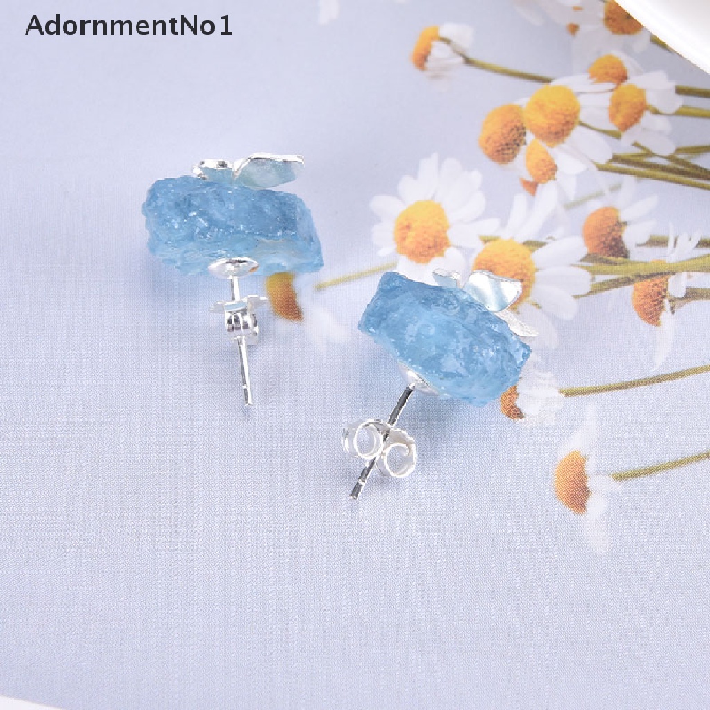 (AdornmentNo1) Anting Tusuk Bentuk Kupu-Kupu Aksen Batu Imitasi Untuk Perhiasan Wanita