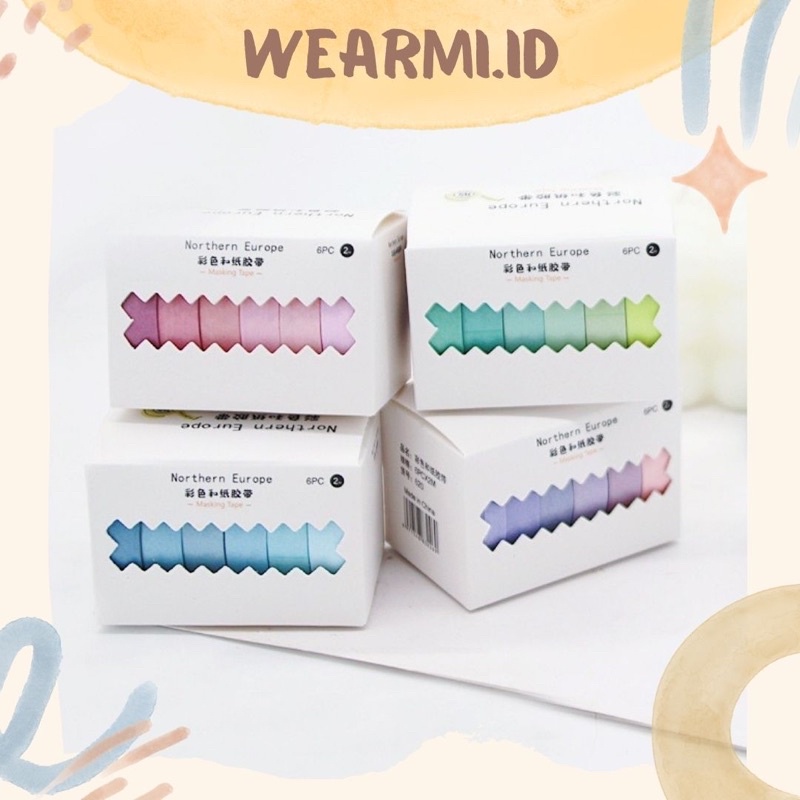 

6 pcs/set Washi Tape Macaroon Colorfull Masking Pastel Aesthetic Scrapbook Bujo Jurnal DIY