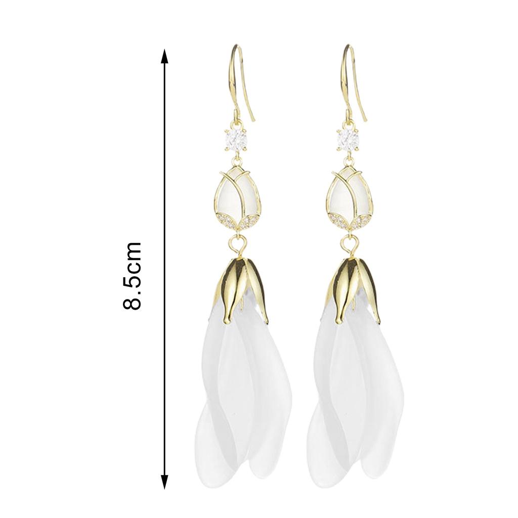 Hu Hu Hu Hu Hu Alat Bantu Pasang Kacamata♡ 1 Pasang Anting Kait Rumbai Panjang Bentuk Kelopak Bunga Warna Putih Tahan Aus Untuk Dekorasi