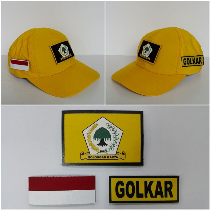 Topi Golkar Kualitas Premium 1 Set 3pcs Emblem Velcro