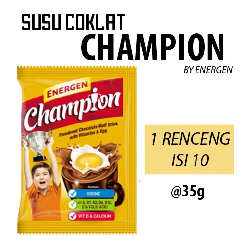 SUSU COKLAT ENERGEN CHAMPION  1 RENCENG ISI 10SACHET