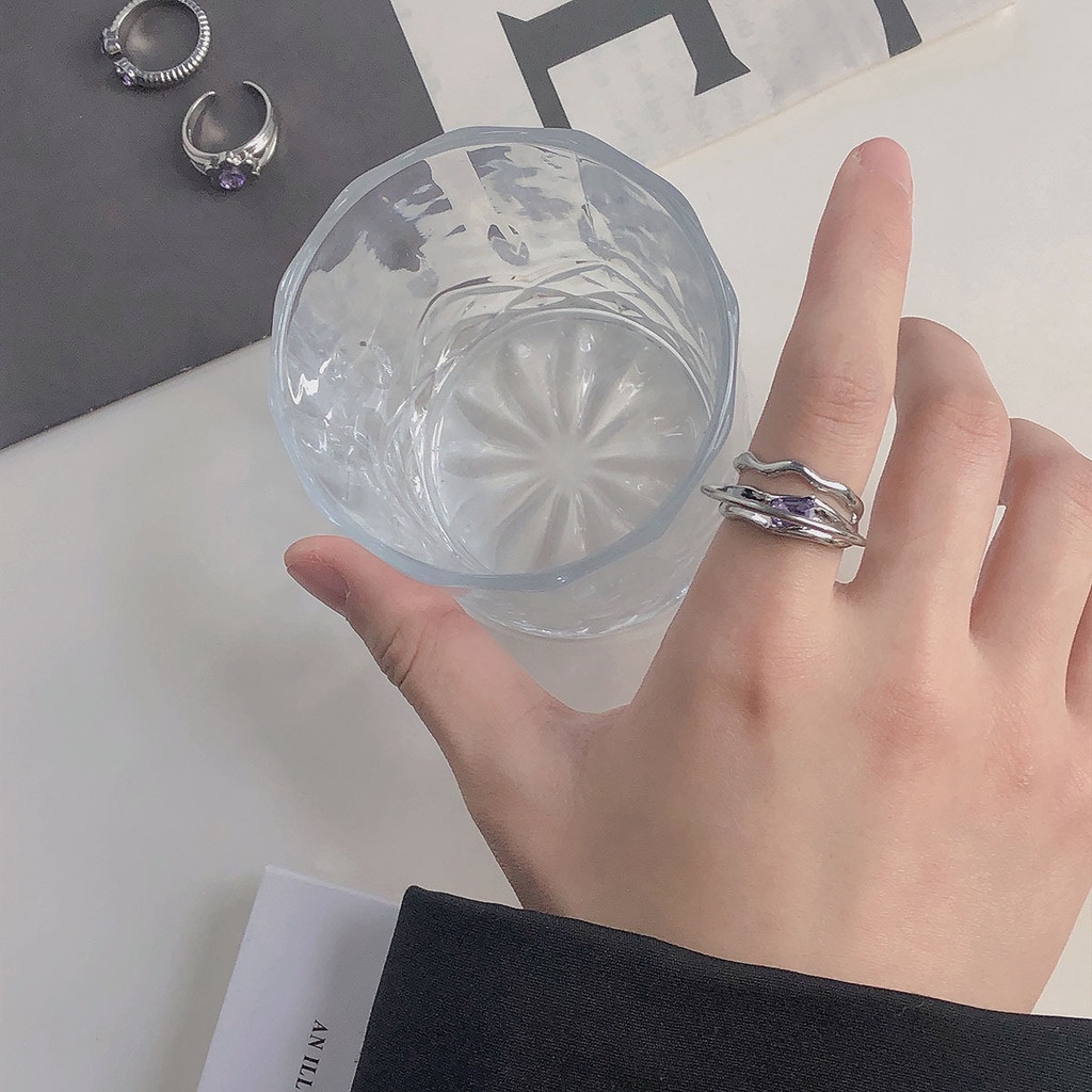 Cincin Model Terbuka Desain Geometri Gaya Hip Hop Kasual Untuk Wanita