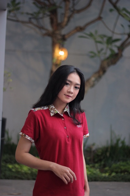 Loyal Kaos Polo Batik Maroon Modern Wanita M L XL XXL