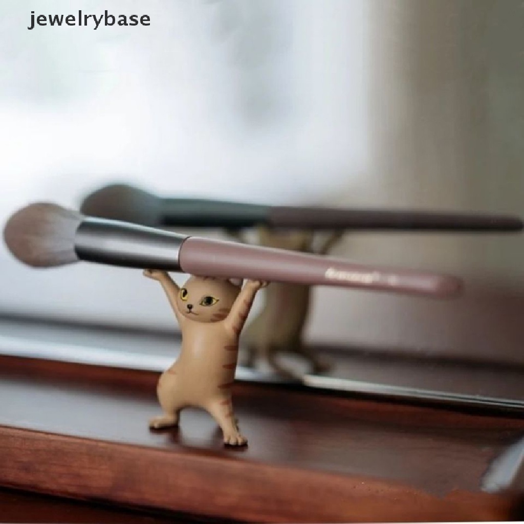 (jewelrybase) Stand holder Pulpen / stationery Desain Kucing Lucu Untuk Meja