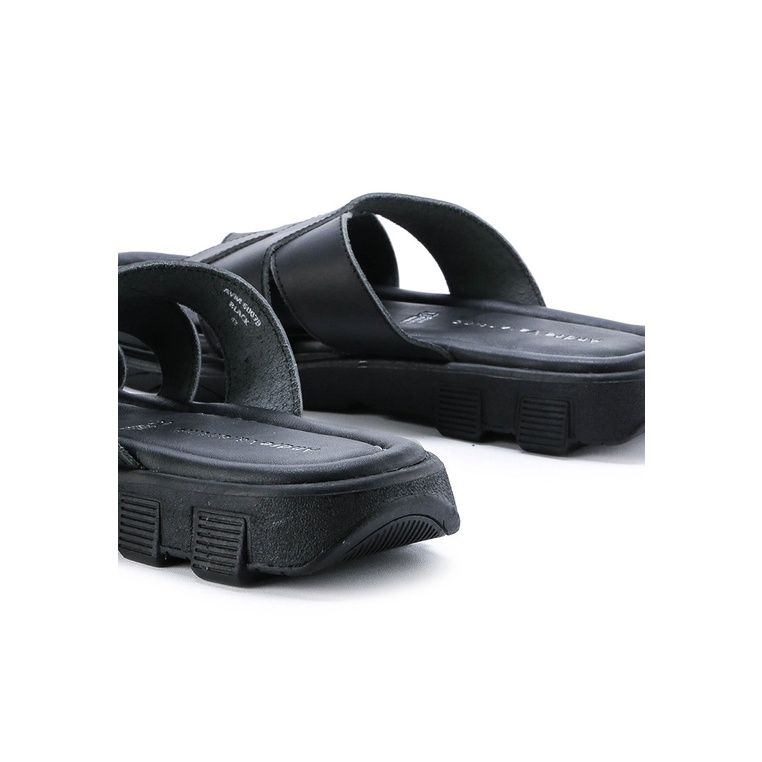 SANDAL SLIDE KULIT ANDRE VALENTINO PRIA ORIGINAL CASUAL HITAM AVM10