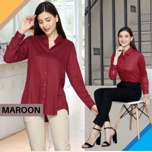 Kemeja Wanita Polos Putih Hitam Atasan Blouse Casual Lengan Panjang Basic Katun Rayon-2