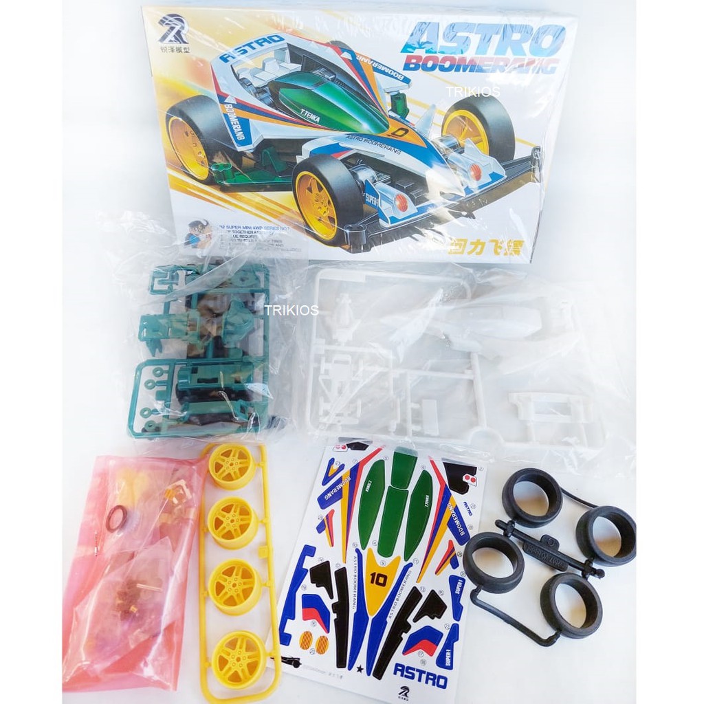 Rep. Tamiya Mini 4wd Merk Ruize Astro Boomerang Super 1 Chassis