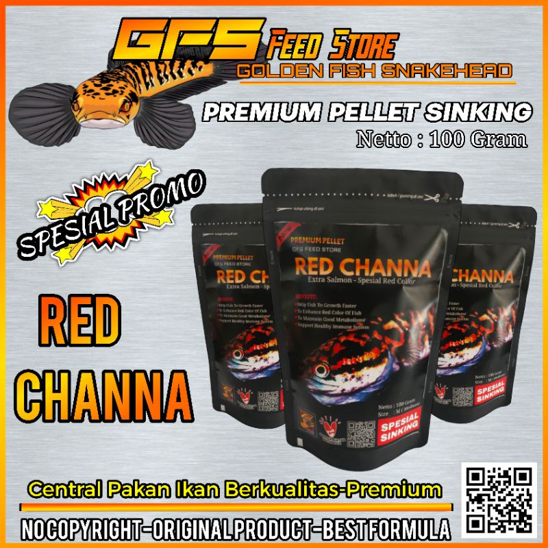 Pelet Red Channa Spesial Sinking 100 Gram-Original Gfs