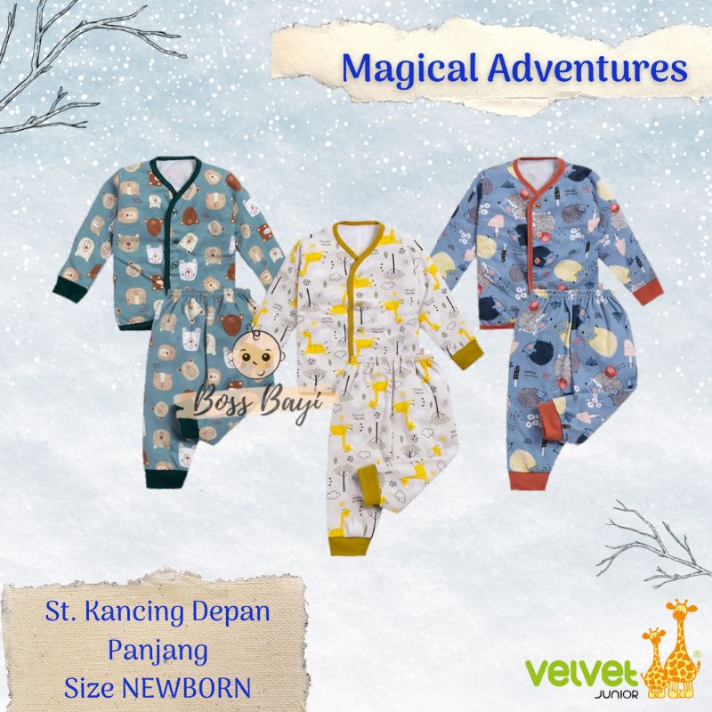 VELVET JUNIOR Setelan Panjang Kancing Depan Bayi Newborn 0-3bulan (3pcs)