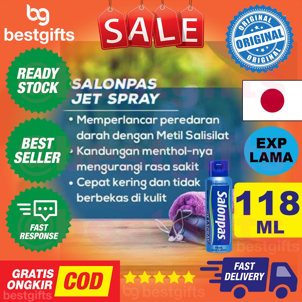 HISAMITSU SALONPAS JET SPRAY PEREDA NYERI OTOT PUNDAK LEHER PERGELANGAN TERKILIR KESELEO MEMAR JATUH SAKIT PUNGGUNG 118 ML