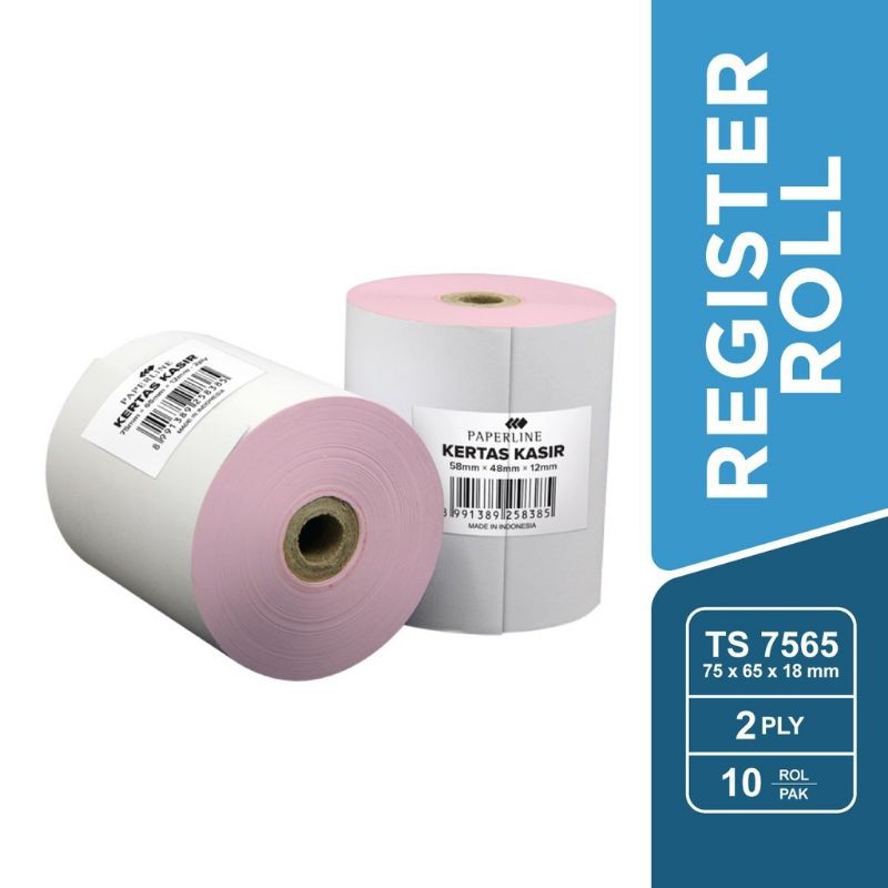 

Kertas struk/ Register roll HVS 75x65 2ply/ rangkap 2