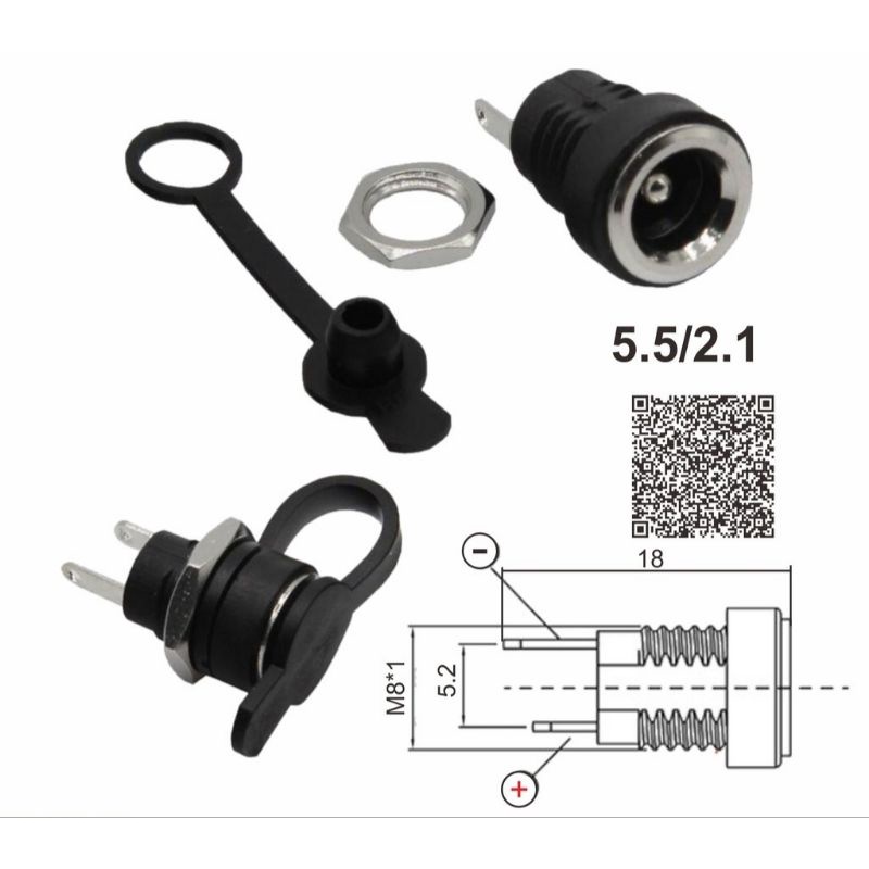 Soket DC Mur Betina Panel Mount DC Socket DC022B
